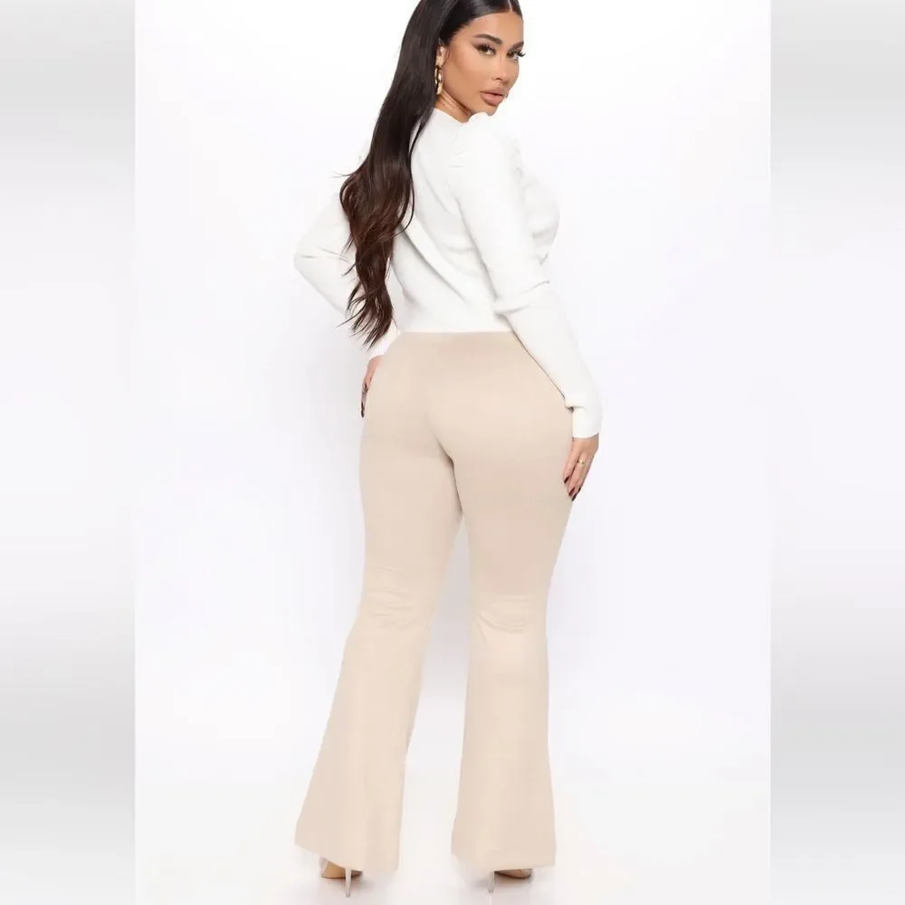 Fashion nova soft feeling wide leg pants in nude size large